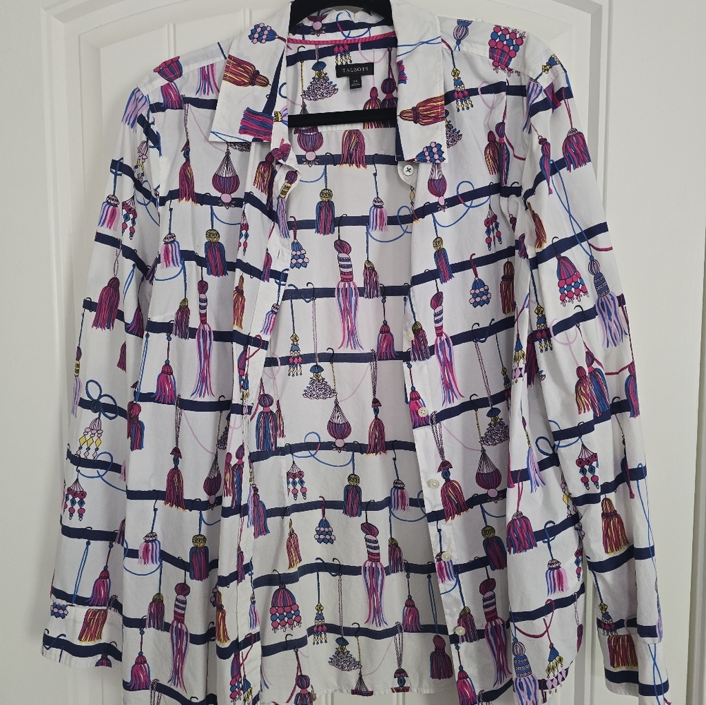 Talbots | Talbots Tapestry Tassel Curtain Button Down Shirt